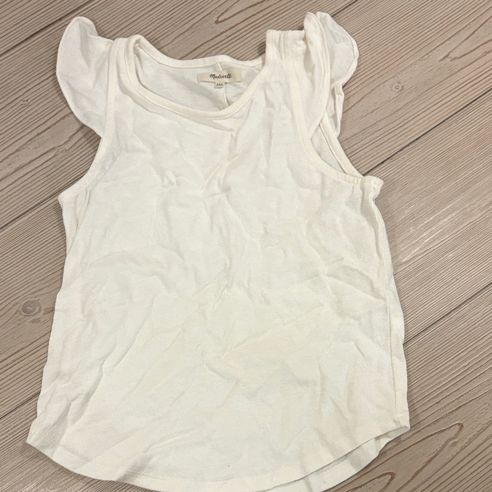 Madewell White Ruffle Sleeve Tank Top